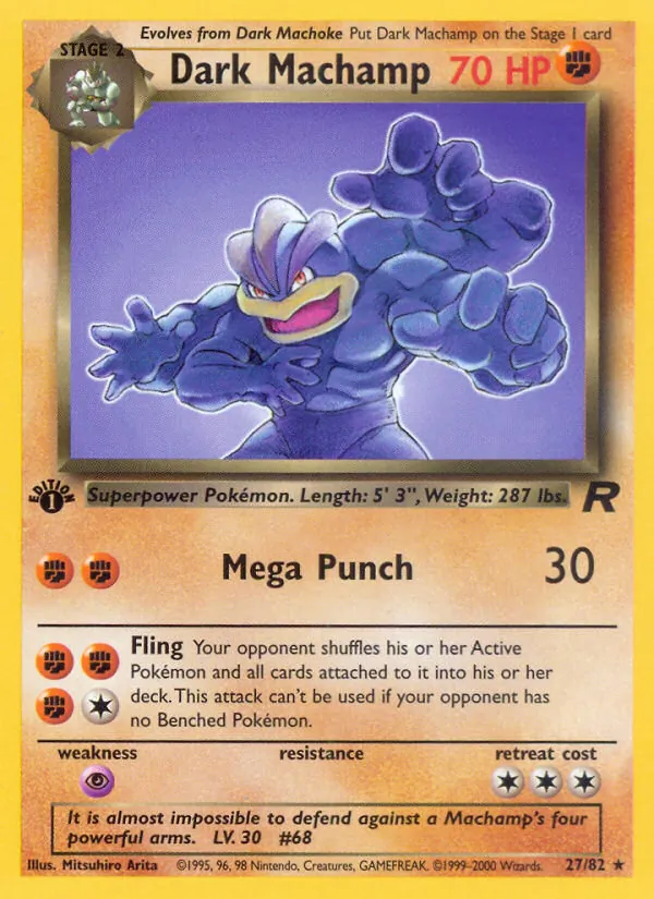 Carta Dark Machamp, número 27/82 da coleção Team Rocket