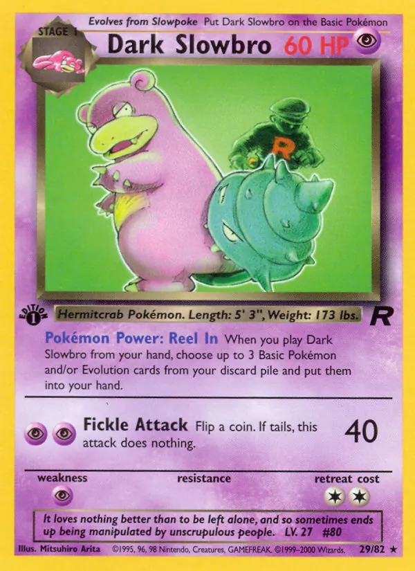 Carta Dark Slowbro, número 29/82 da coleção Team Rocket