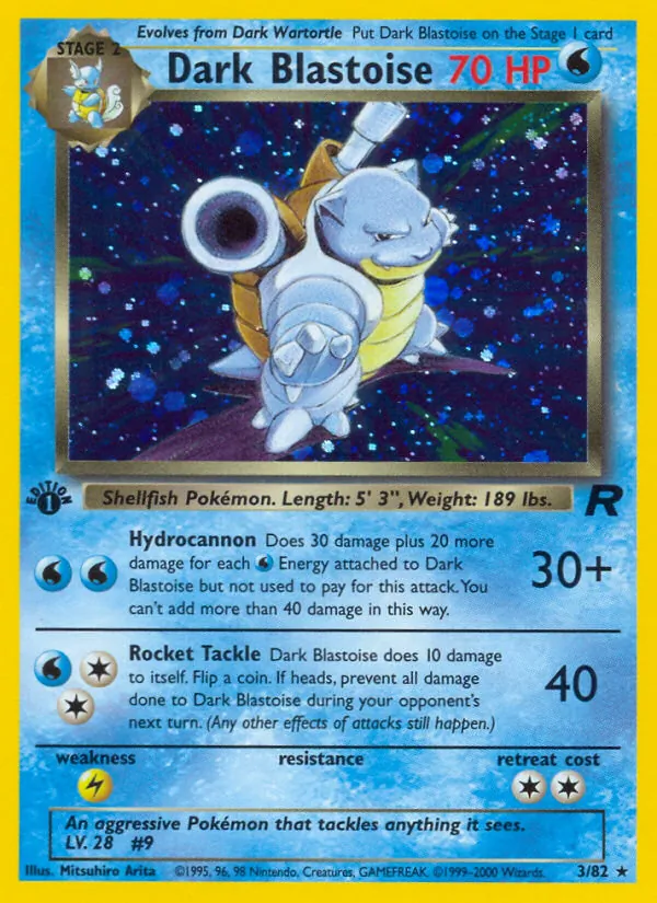 Carta Dark Blastoise, número 3/82 da coleção Team Rocket