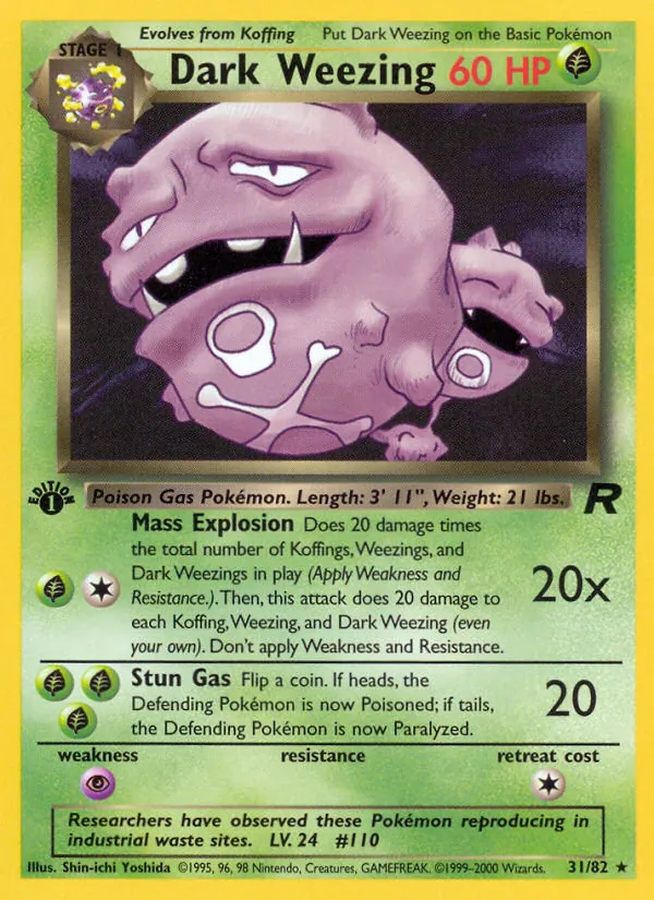 Carta Dark Weezing, número 31/82 da coleção Team Rocket
