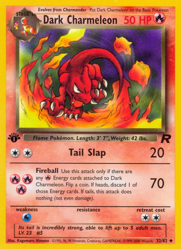 Carta Dark Charmeleon, número 32/82 da coleção Team Rocket
