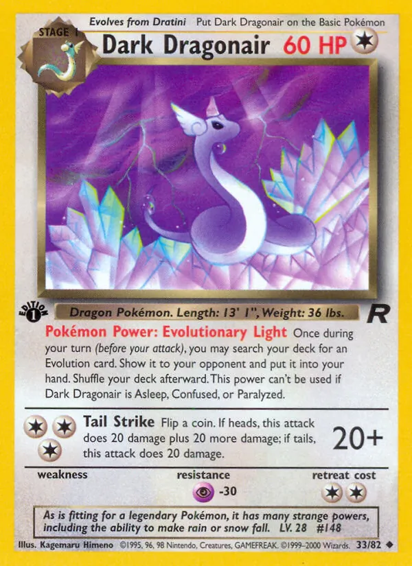 Carta Dark Dragonair, número 33/82 da coleção Team Rocket