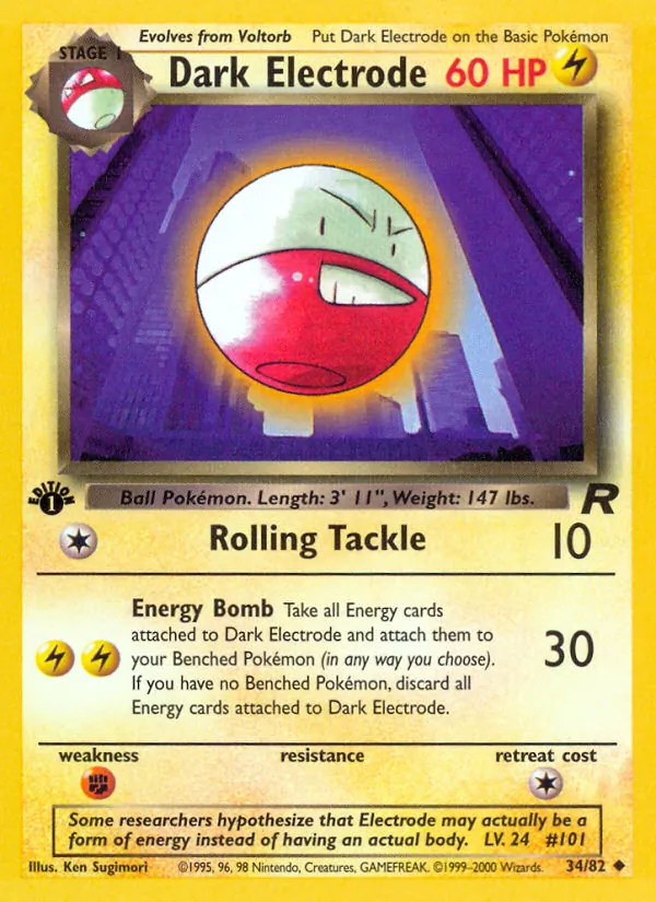 Carta Dark Electrode, número 34/82 da coleção Team Rocket