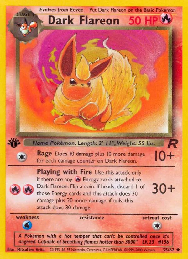 Carta Dark Flareon, número 35/82 da coleção Team Rocket