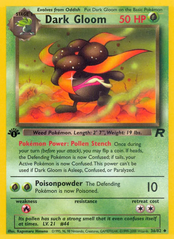 Carta Dark Gloom, número 36/82 da coleção Team Rocket
