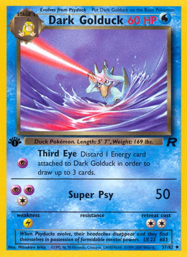Carta Dark Golduck, número 37/82 da coleção Team Rocket