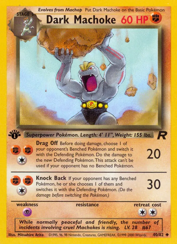 Carta Dark Machoke, número 40/82 da coleção Team Rocket