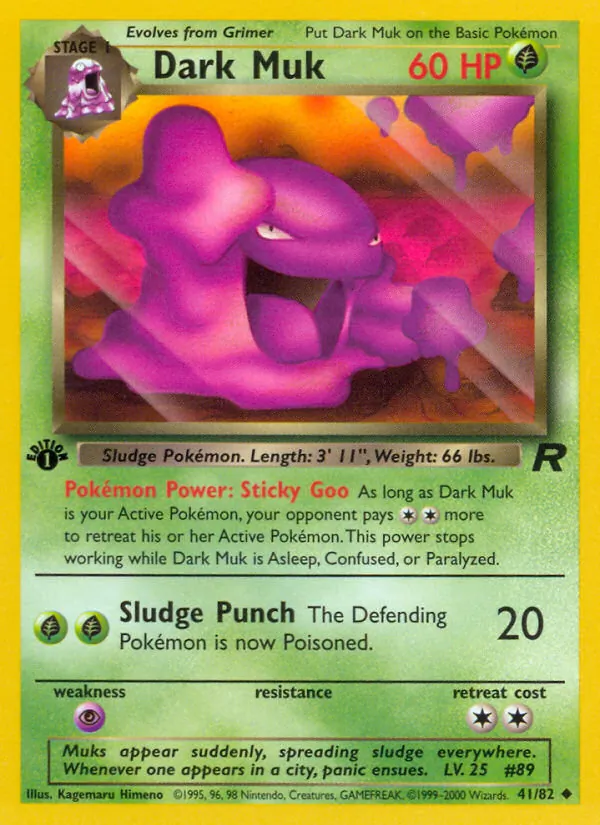 Carta Dark Muk, número 41/82 da coleção Team Rocket