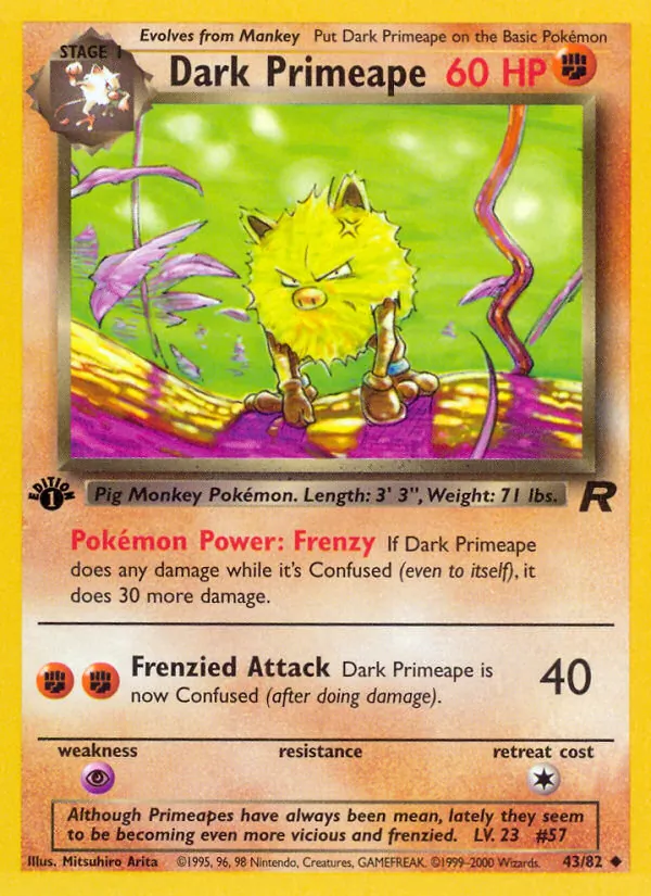 Carta Dark Primeape, número 43/82 da coleção Team Rocket