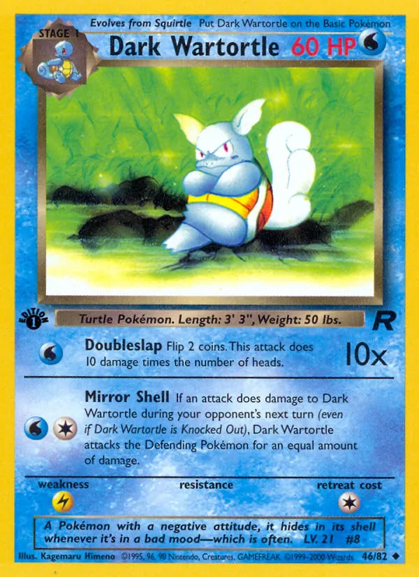 Carta Dark Wartortle, número 46/82 da coleção Team Rocket