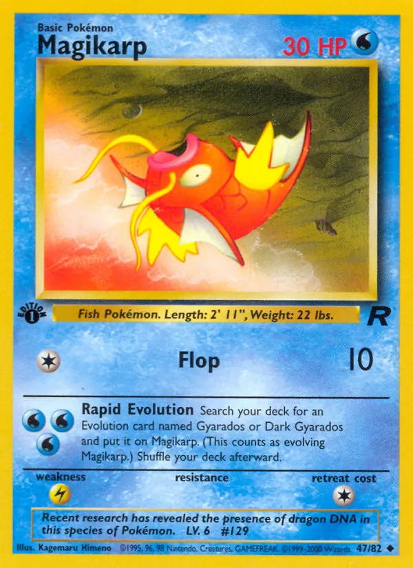 Carta Magikarp, número 47/82 da coleção Team Rocket