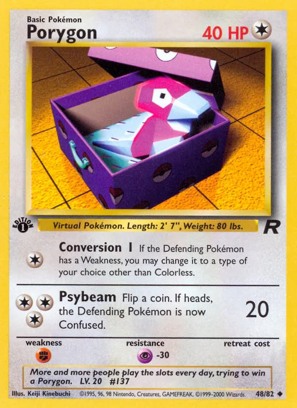 Carta Porygon, número 48/82 da coleção Team Rocket