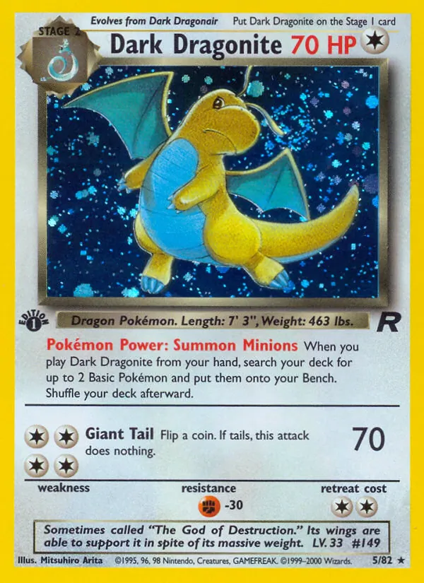 Carta Dark Dragonite, número 5/82 da coleção Team Rocket