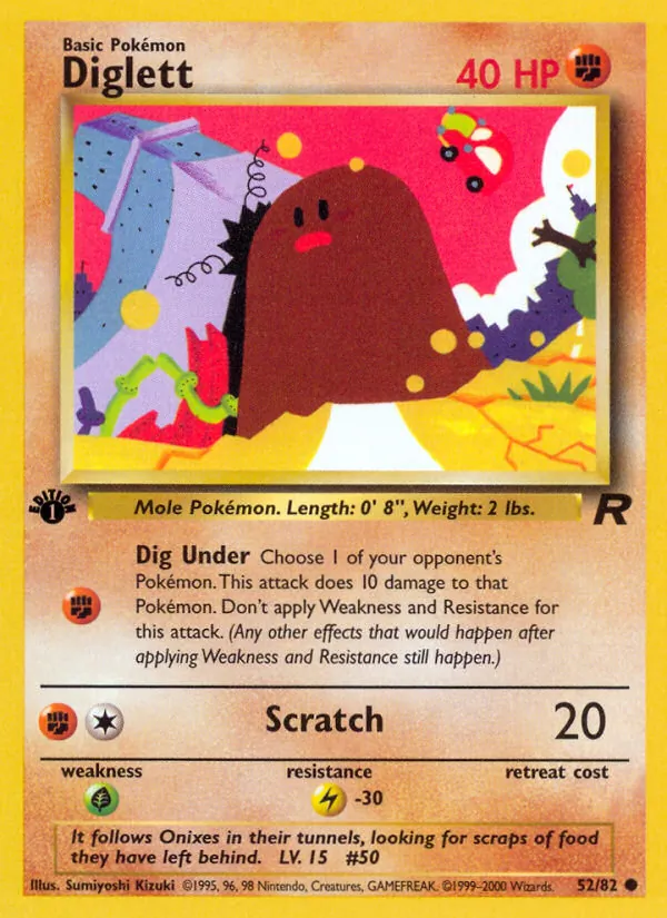 Carta Diglett, número 52/82 da coleção Team Rocket