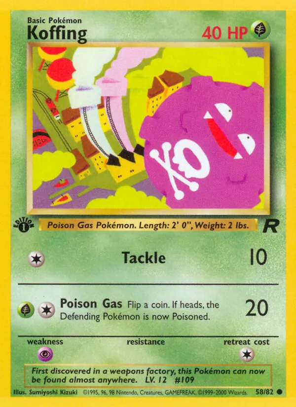 Carta Koffing, número 58/82 da coleção Team Rocket