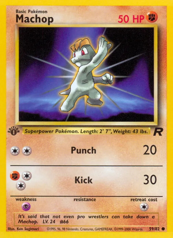 Carta Machop, número 59/82 da coleção Team Rocket