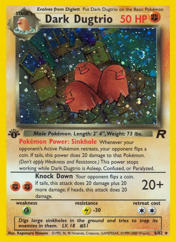 Carta Dark Dugtrio, número 6/82 da coleção Team Rocket