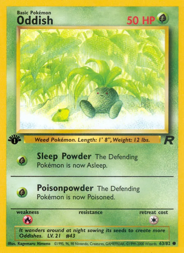 Carta Oddish, número 63/82 da coleção Team Rocket