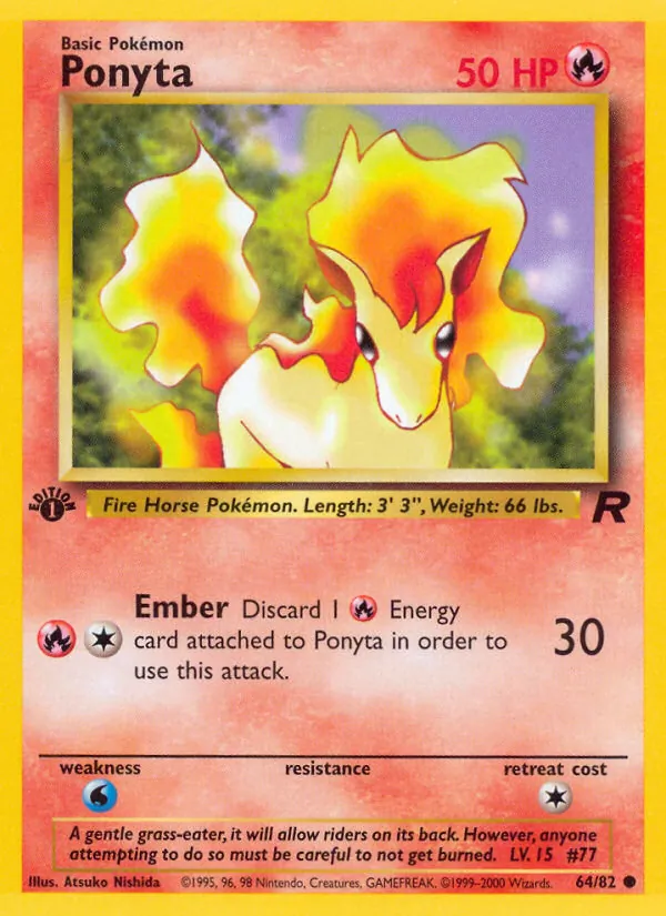 Carta Ponyta, número 64/82 da coleção Team Rocket