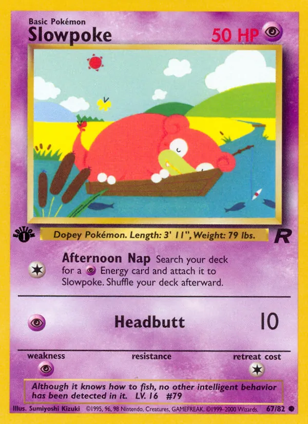 Carta Slowpoke, número 67/82 da coleção Team Rocket