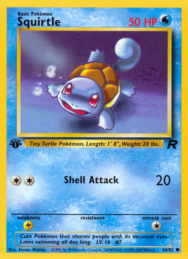 Carta Squirtle, número 68/82 da coleção Team Rocket