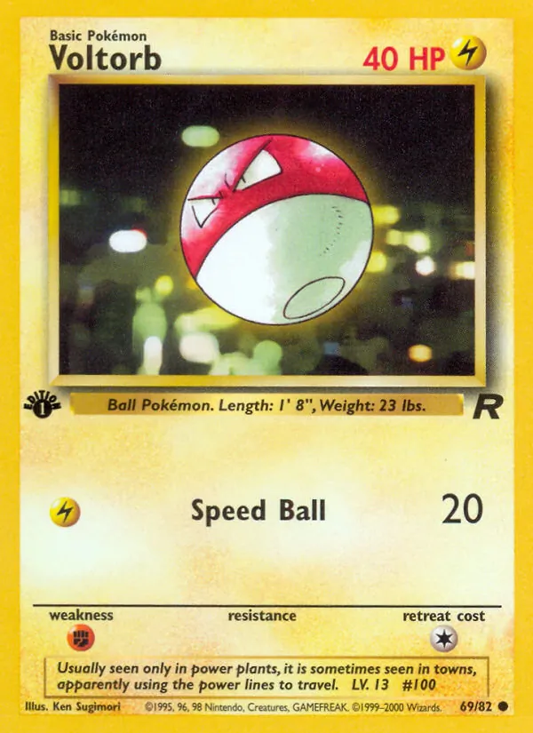 Carta Voltorb, número 69/82 da coleção Team Rocket
