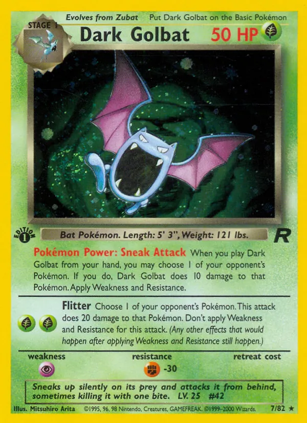 Carta Dark Golbat, número 7/82 da coleção Team Rocket