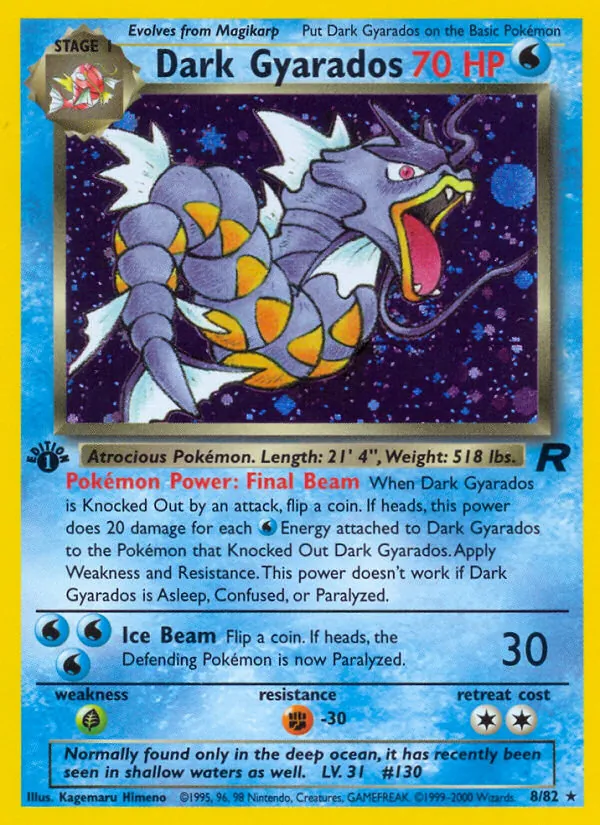 Carta Dark Gyarados, número 8/82 da coleção Team Rocket