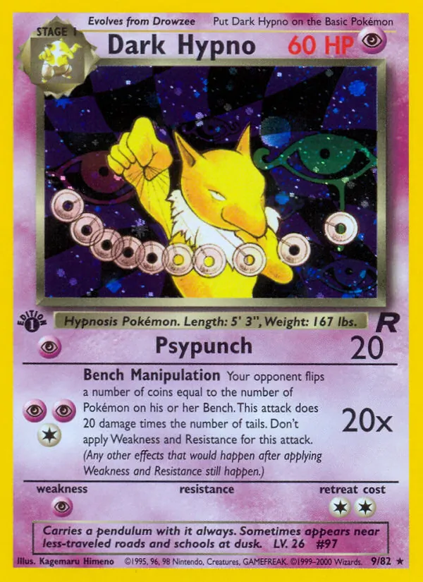 Carta Dark Hypno, número 9/82 da coleção Team Rocket