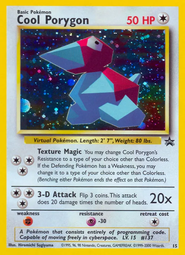Carta Cool Porygon, número 15/53 da coleção Wizards Black Star Promos