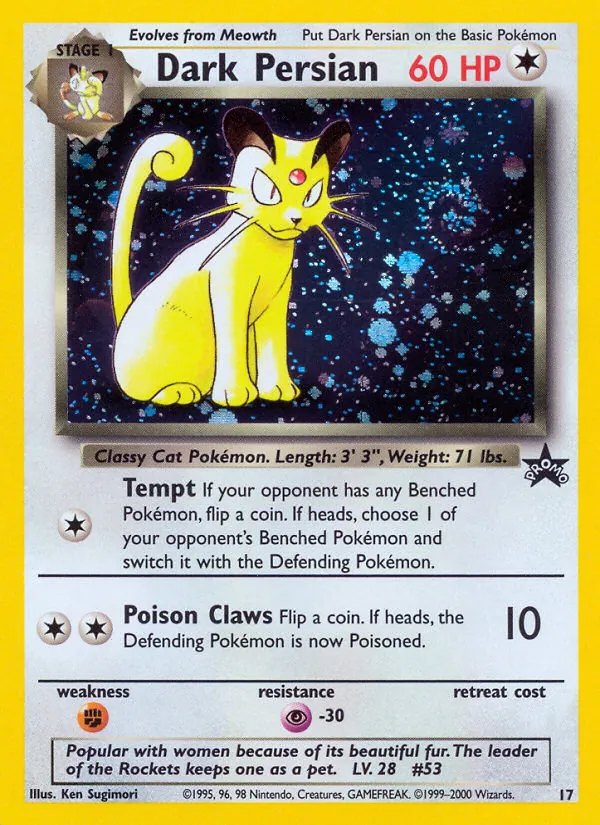 Carta Dark Persian, número 17/53 da coleção Wizards Black Star Promos