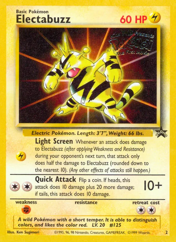 Carta Electabuzz, número 2/53 da coleção Wizards Black Star Promos