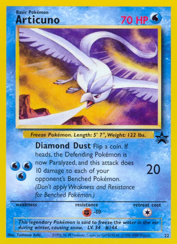 Carta Articuno, número 22/53 da coleção Wizards Black Star Promos
