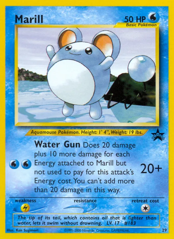 Carta Marill, número 29/53 da coleção Wizards Black Star Promos
