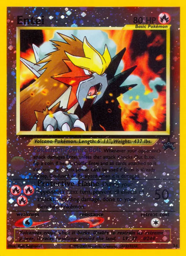 Carta Entei, número 34/53 da coleção Wizards Black Star Promos
