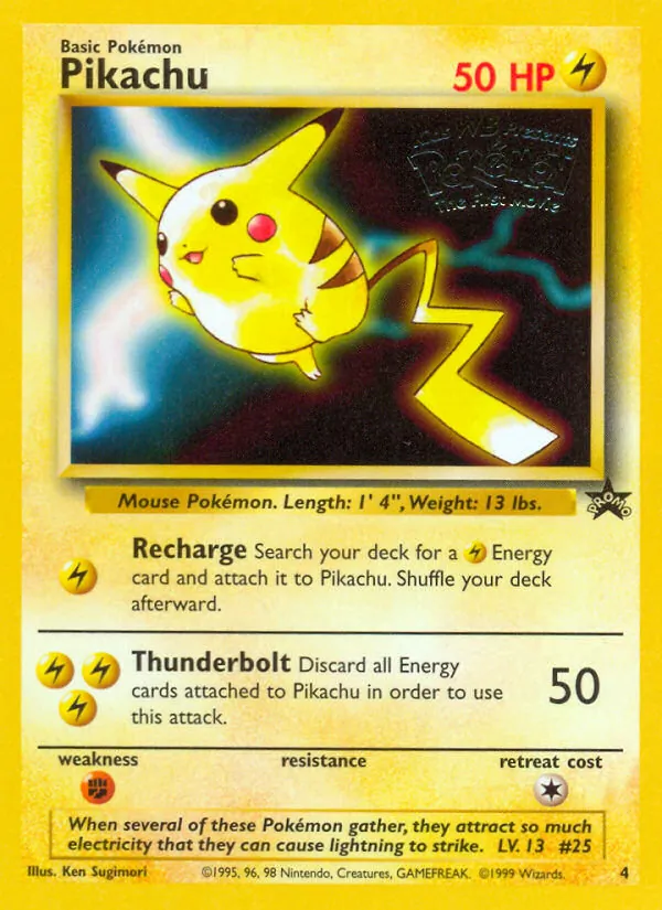 Carta Pikachu, número 4/53 da coleção Wizards Black Star Promos