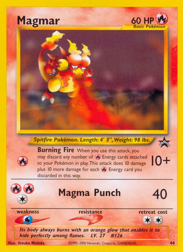 Carta Magmar, número 44/53 da coleção Wizards Black Star Promos