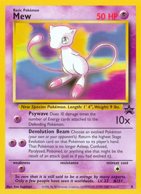 Carta Mew, número 8/53 da coleção Wizards Black Star Promos