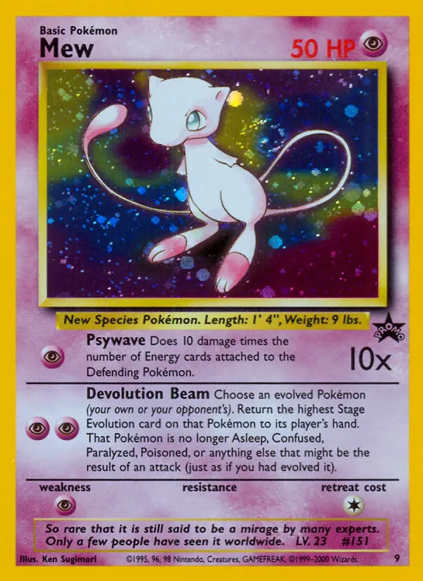 Carta Mew, número 9/53 da coleção Wizards Black Star Promos