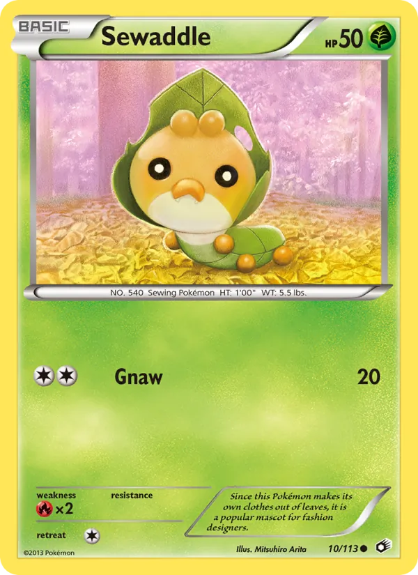 Carta Sewaddle, número 10/113 da coleção Tesouros Lendários