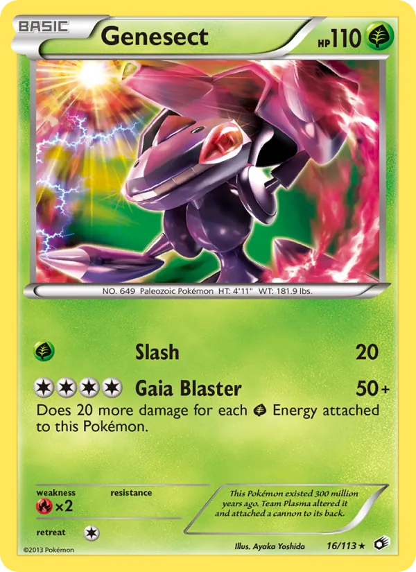 Carta Genesect, número 16/113 da coleção Tesouros Lendários