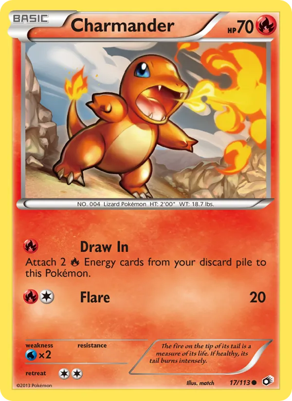 Carta Charmander, número 17/113 da coleção Tesouros Lendários