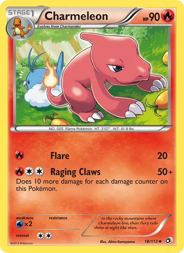 Carta Charmeleon, número 18/113 da coleção Tesouros Lendários