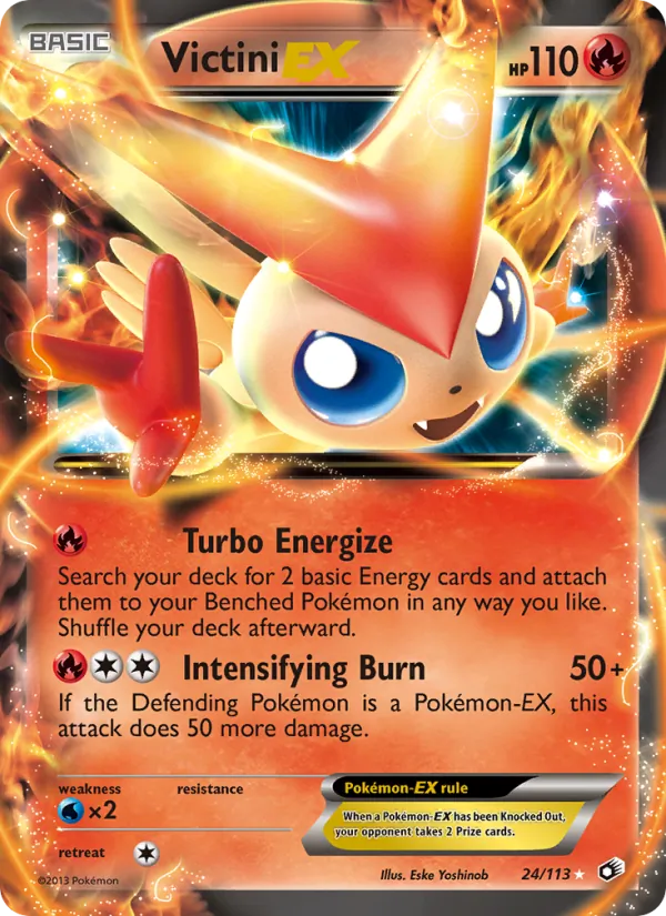 Carta Victini-EX, número 24/113 da coleção Tesouros Lendários