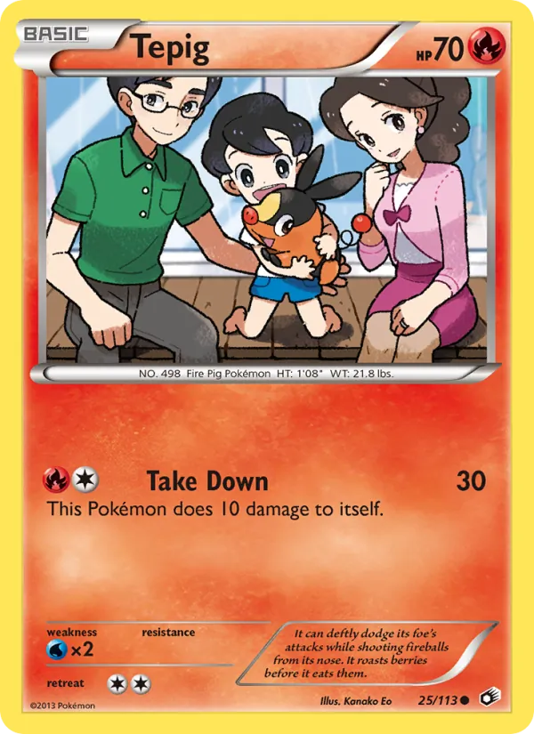 Carta Tepig, número 25/113 da coleção Tesouros Lendários
