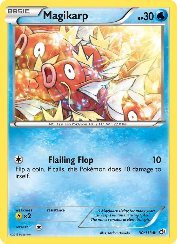 Carta Magikarp, número 30/113 da coleção Tesouros Lendários