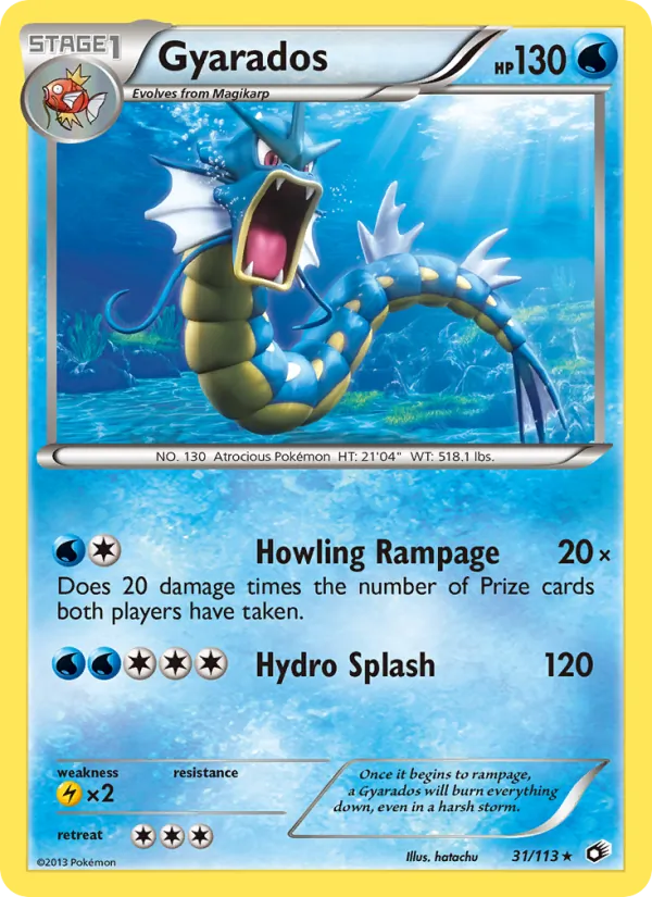 Carta Gyarados, número 31/113 da coleção Tesouros Lendários