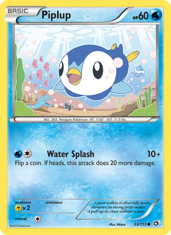Carta Piplup, número 33/113 da coleção Tesouros Lendários