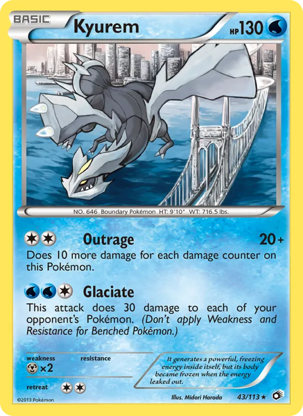 Carta Kyurem, número 43/113 da coleção Tesouros Lendários