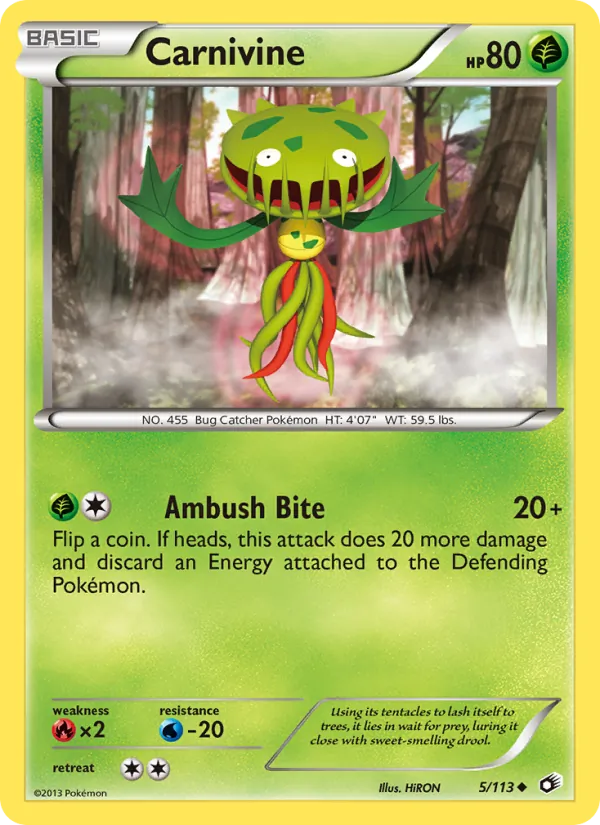 Carta Carnivine, número 5/113 da coleção Tesouros Lendários